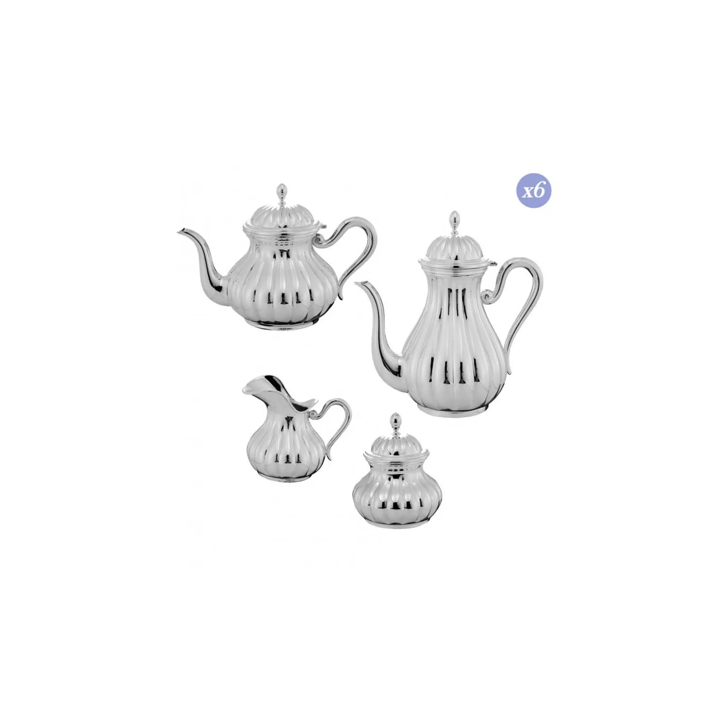 Set ceai cafea argint masiv Meridiani 6 persoane