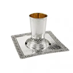 Set Kiddush pahar si tava argint masiv Conico