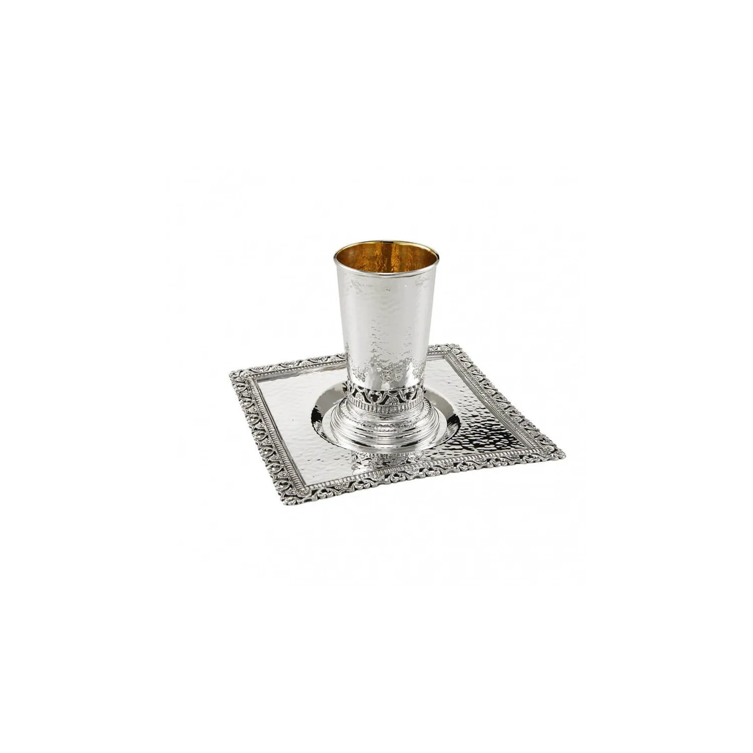Set Kiddush pahar si tava argint masiv Conico