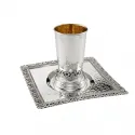 Set Kiddush pahar si tava argint masiv Conico