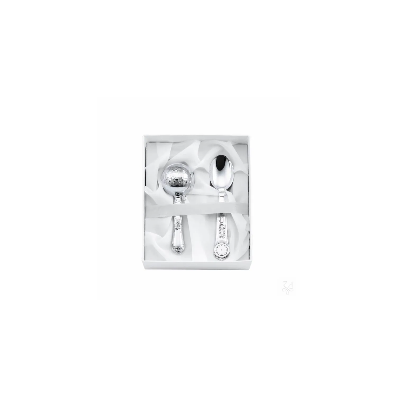 Set botez argint masiv trenulet