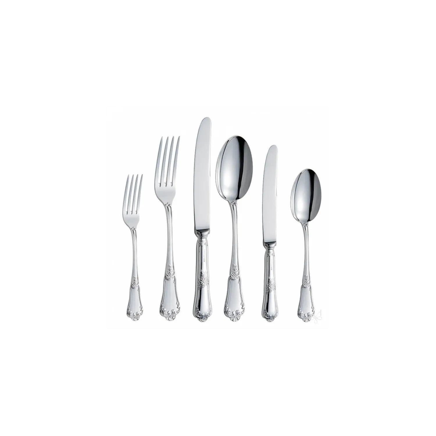 Set tacamuri argint masiv Floreale, 77 piese