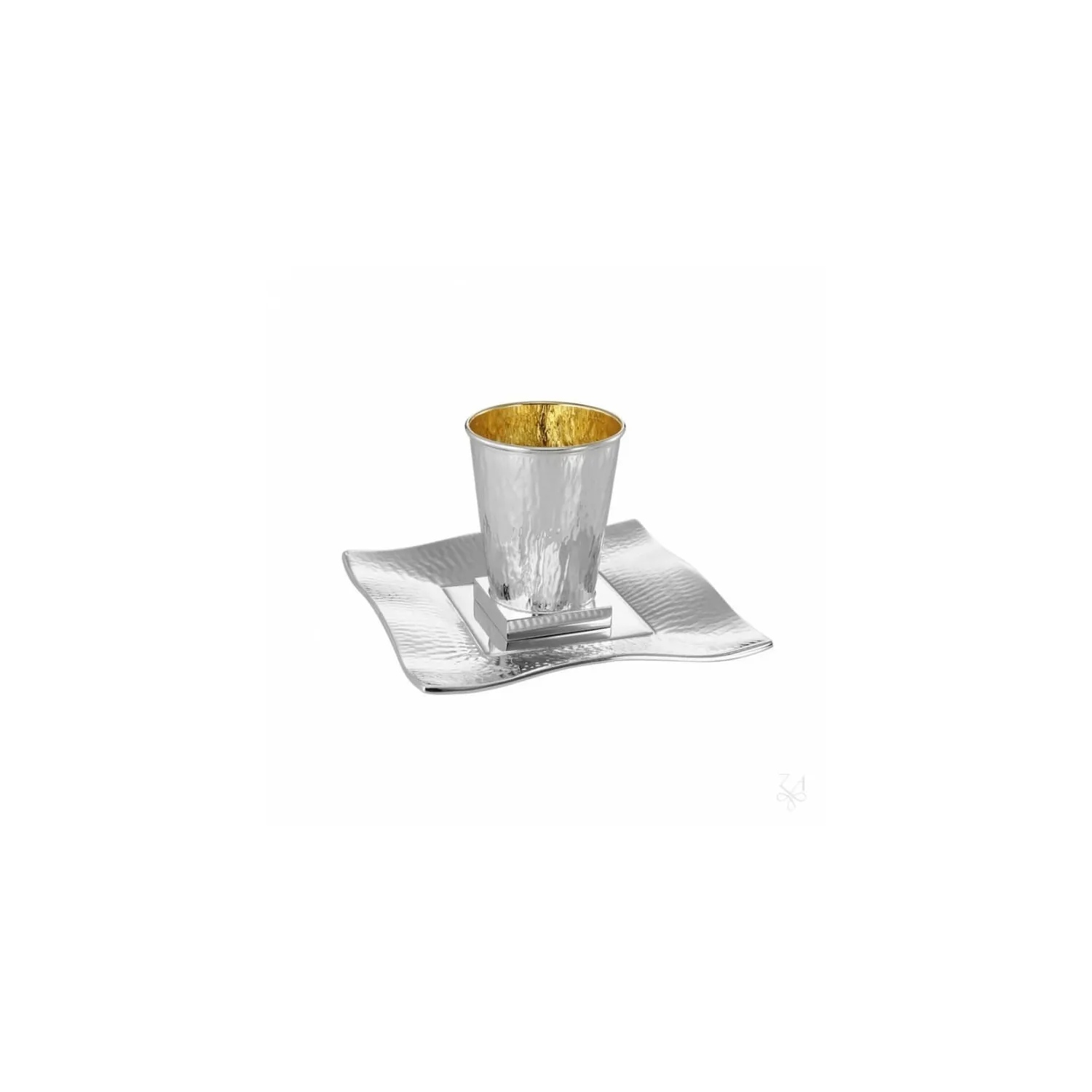 Set pahar si tava argint masiv Conico hammered