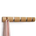 Cuier cu 5 carlige rabatabile Umbra Flip natural