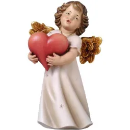 Statueta ingeras cu inimioara din lemn, 14cm