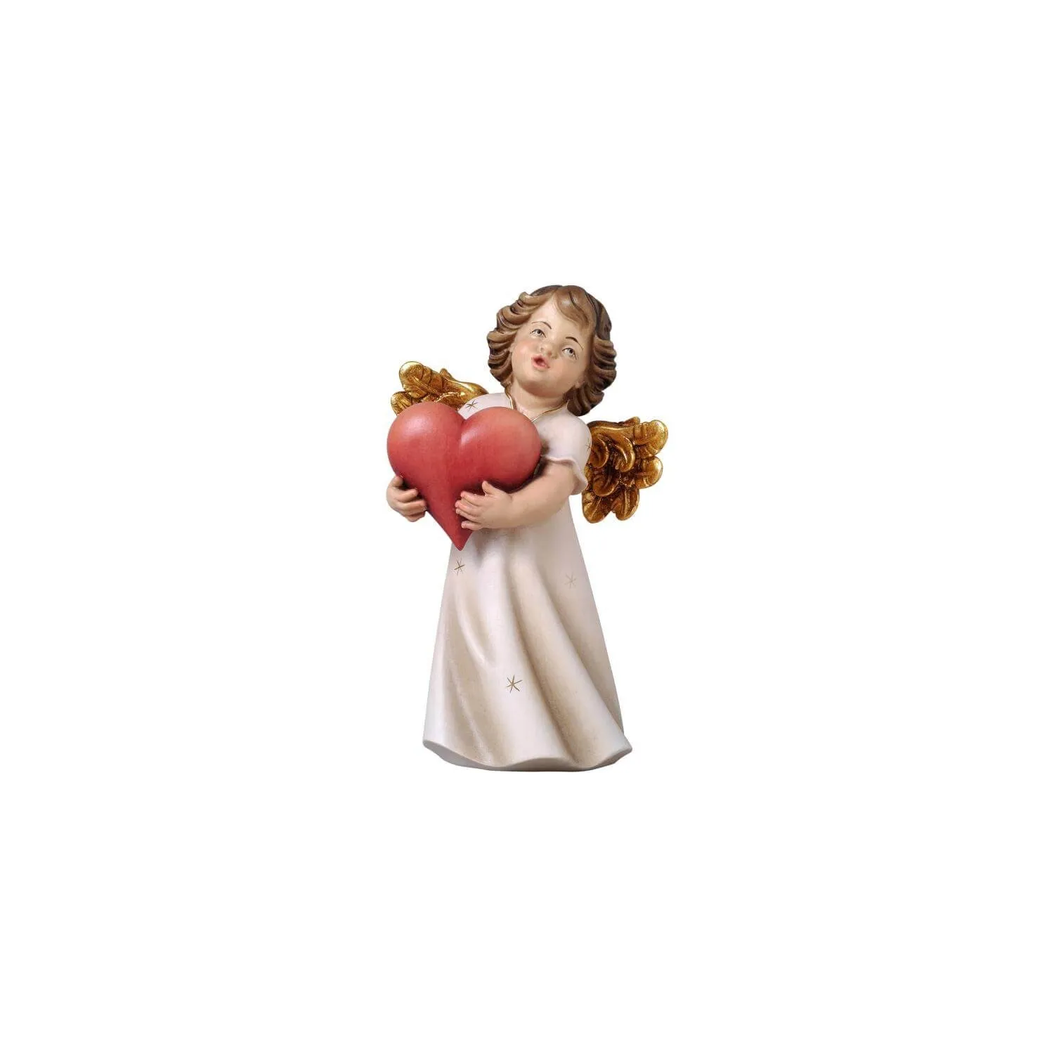 Statueta ingeras cu inimioara din lemn, 14cm