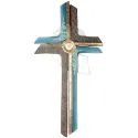 Cruce din lemn placat cu aur "Contemplatie", 40cm