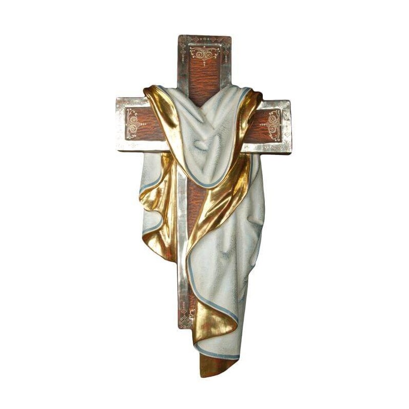 Cruce din lemn placat cu aur "Invierea", 60cm
