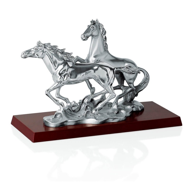 Statueta argint "Doi cai"