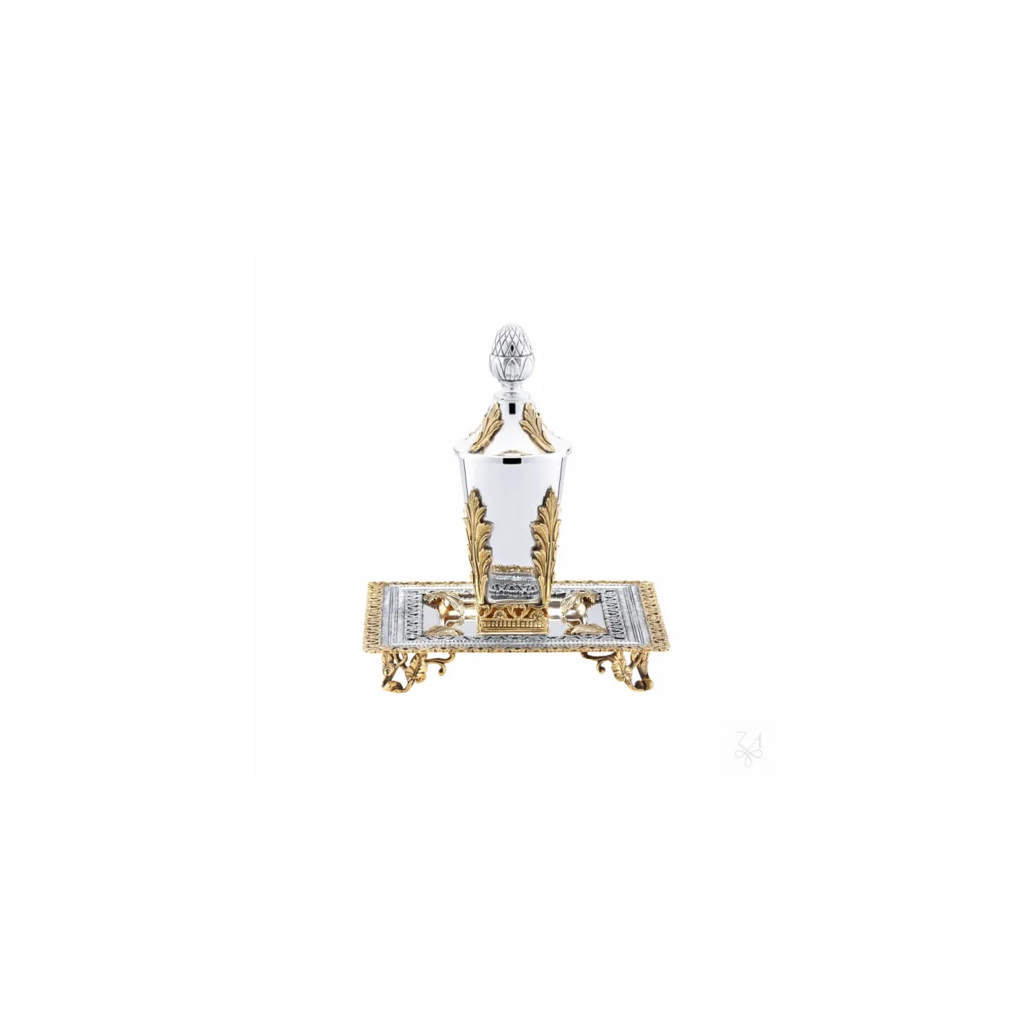 Set Kiddush pahar si tava argint masiv Acanthus