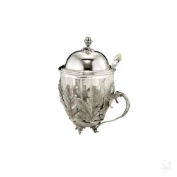 Cana ceai argint masiv si cristal Acanthus