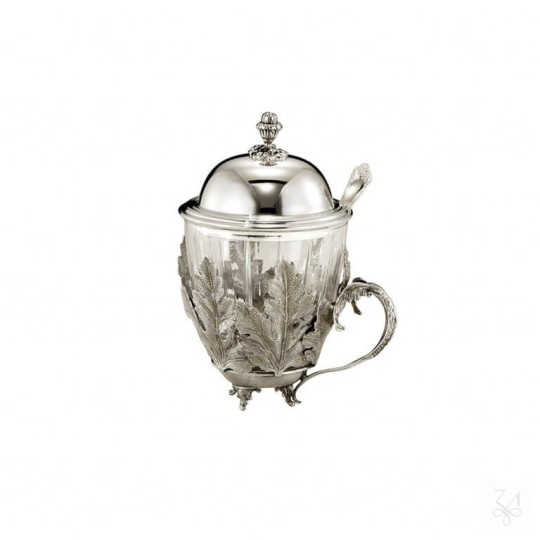 Cana ceai argint masiv si cristal Acanthus