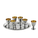 Set tava si 6 pahare argint masiv Plain
