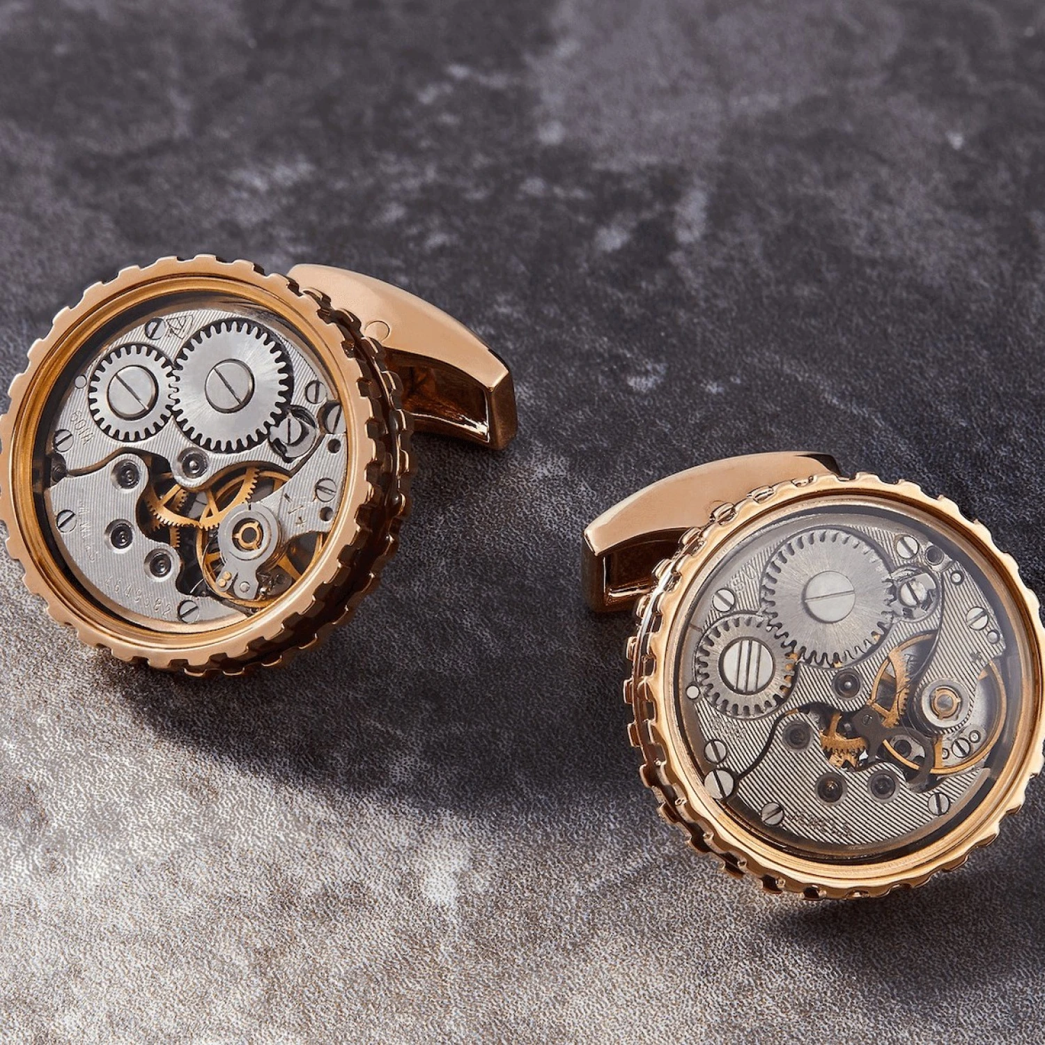 Butoni Round Skeleton Gear RoseGold