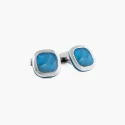 Butoni argint masiv Apatite Doppione Cushion