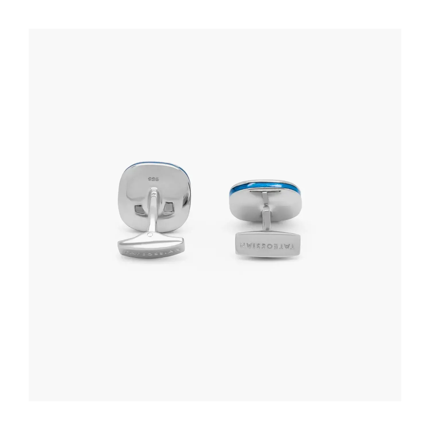 Butoni argint masiv Apatite Doppione Cushion