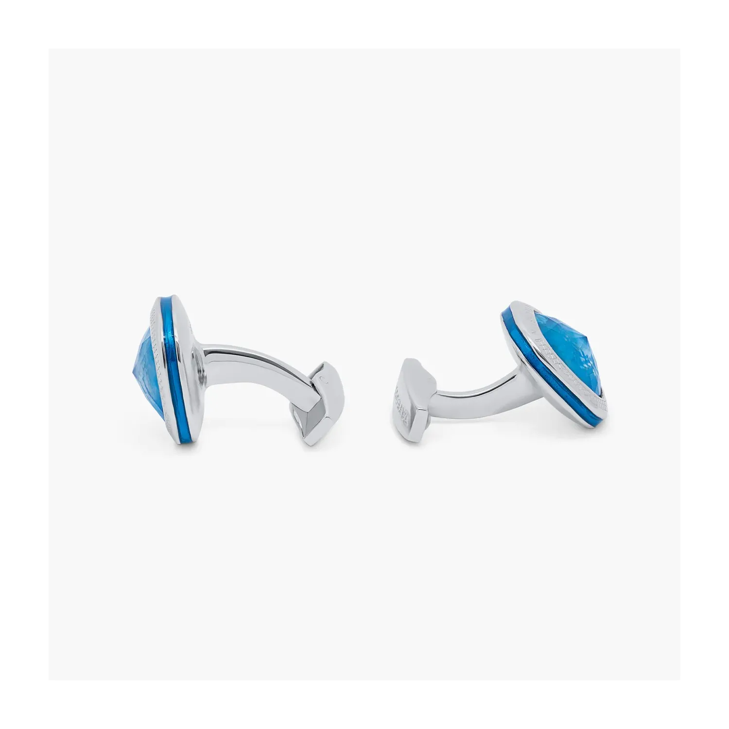 Butoni argint masiv Apatite Doppione Cushion