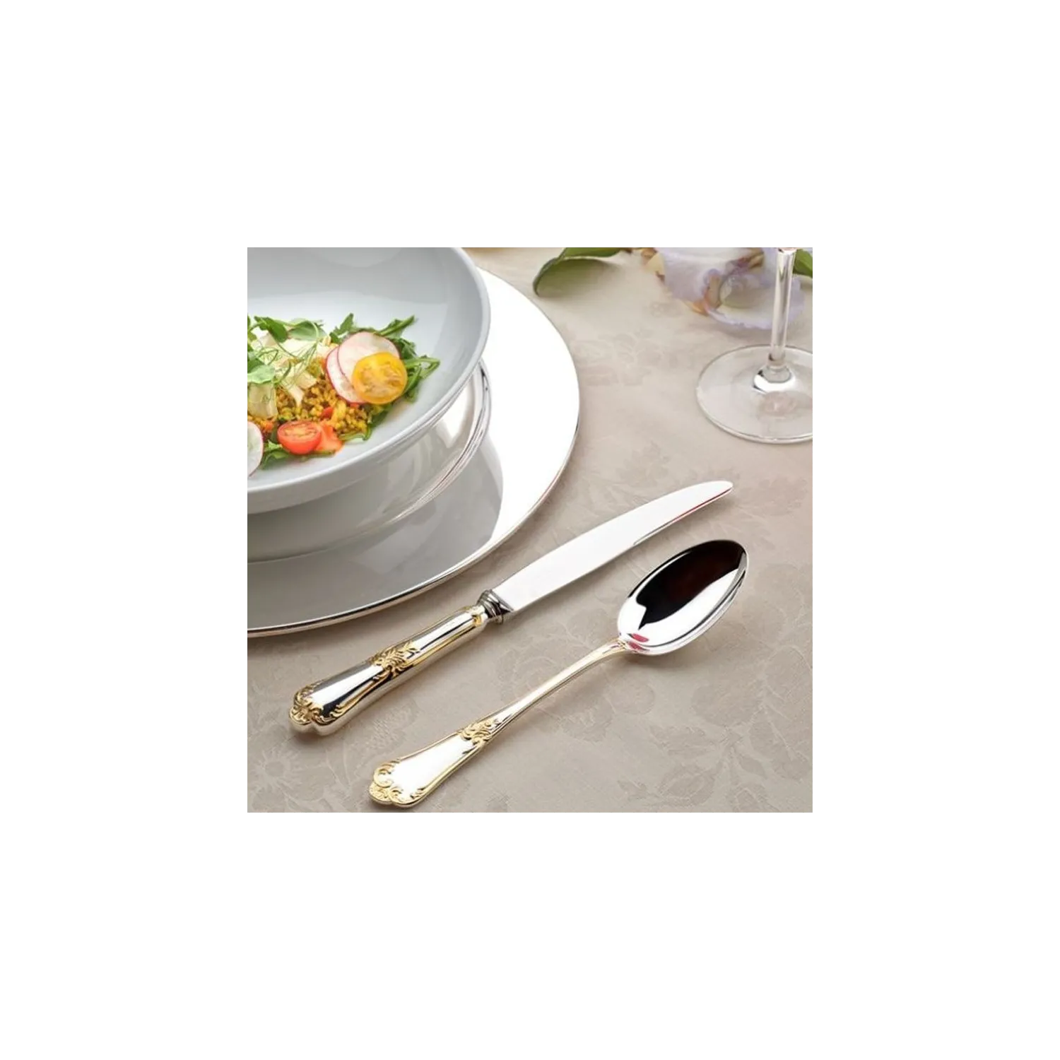 Set 3 tacamuri argint masiv Floreale placat cu aur