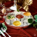 Set servire Indian din argint masiv Thali
