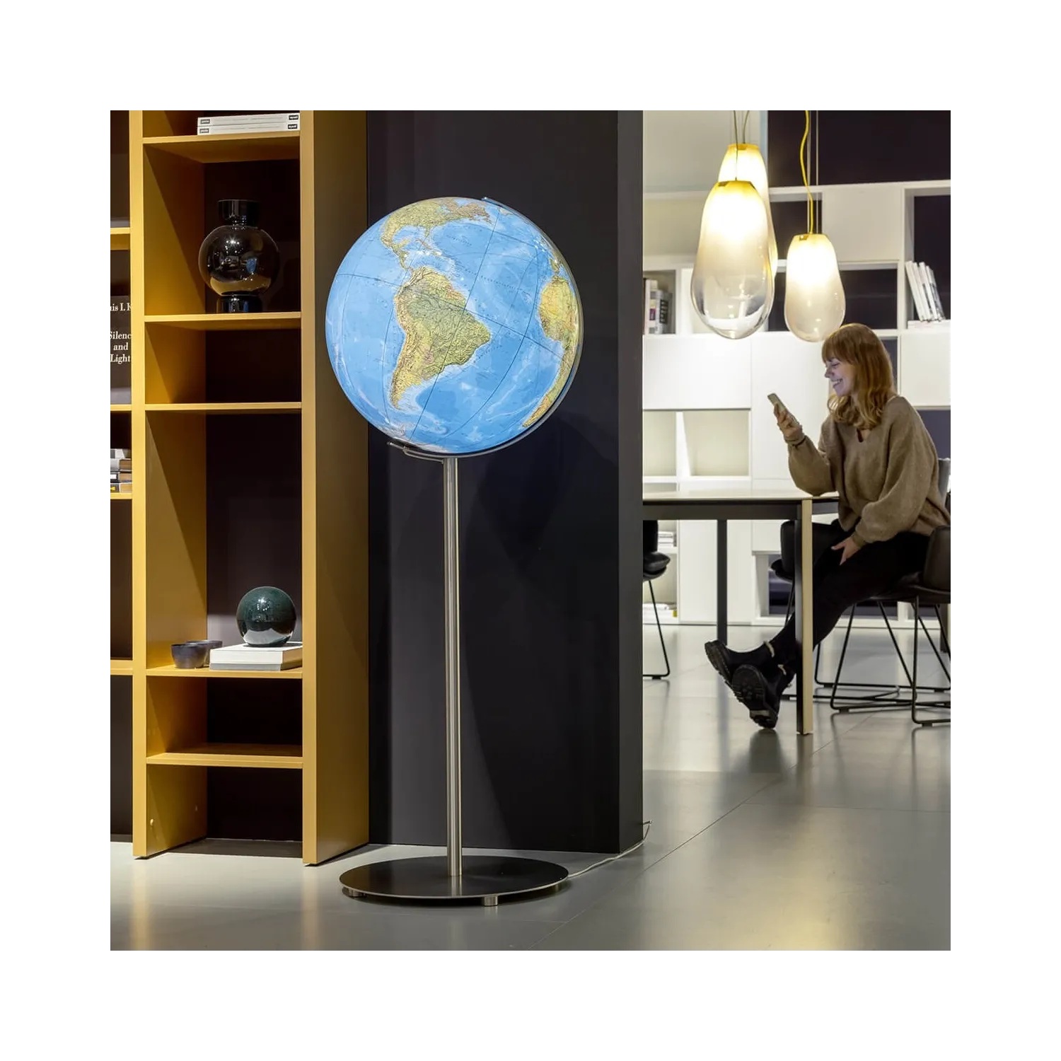 Glob scolar de podea cu lumina Duo Ø 51cm