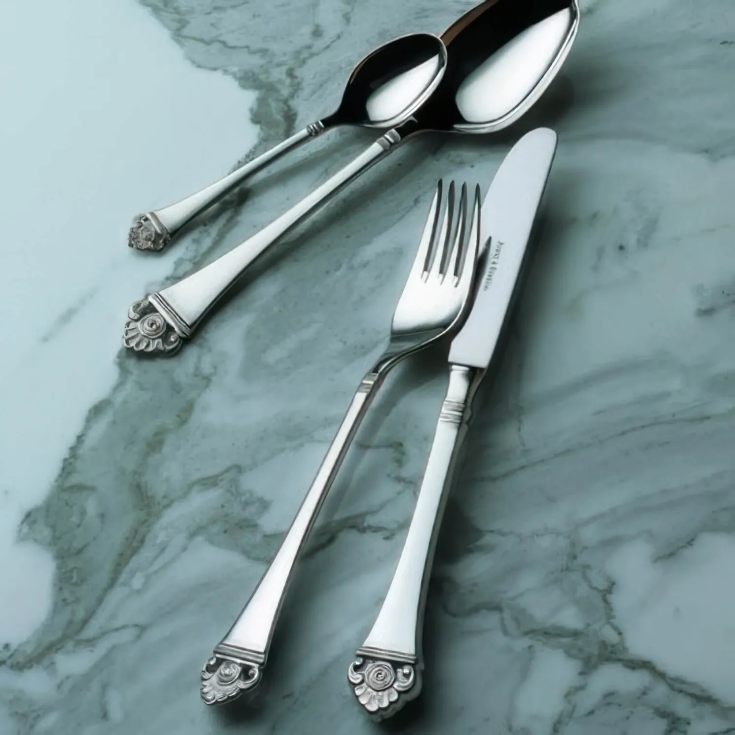 Lingura desert argint masiv Robbe & Berking Rosenmuster