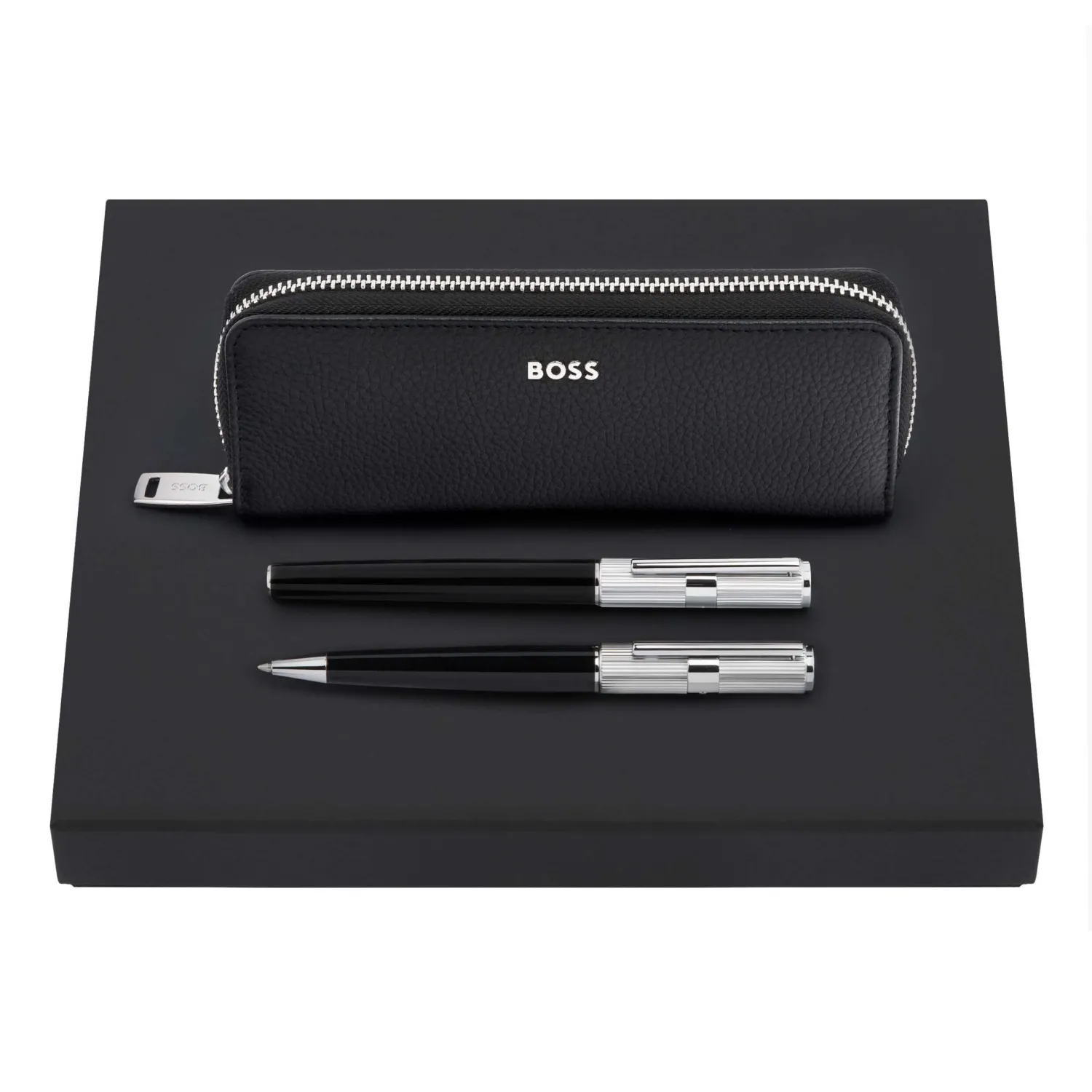 Set pix si stilou cu etui piele Hugo Boss Silver