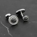 Butoni argint Cable Oval Hematite