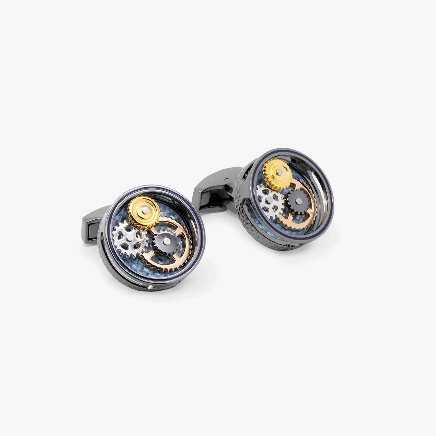 Butoni Round Gear Carbon Fibre Gunmetal