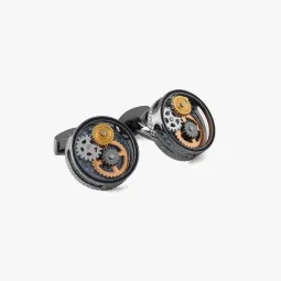 Butoni Round Gear Carbon Fibre Gunmetal