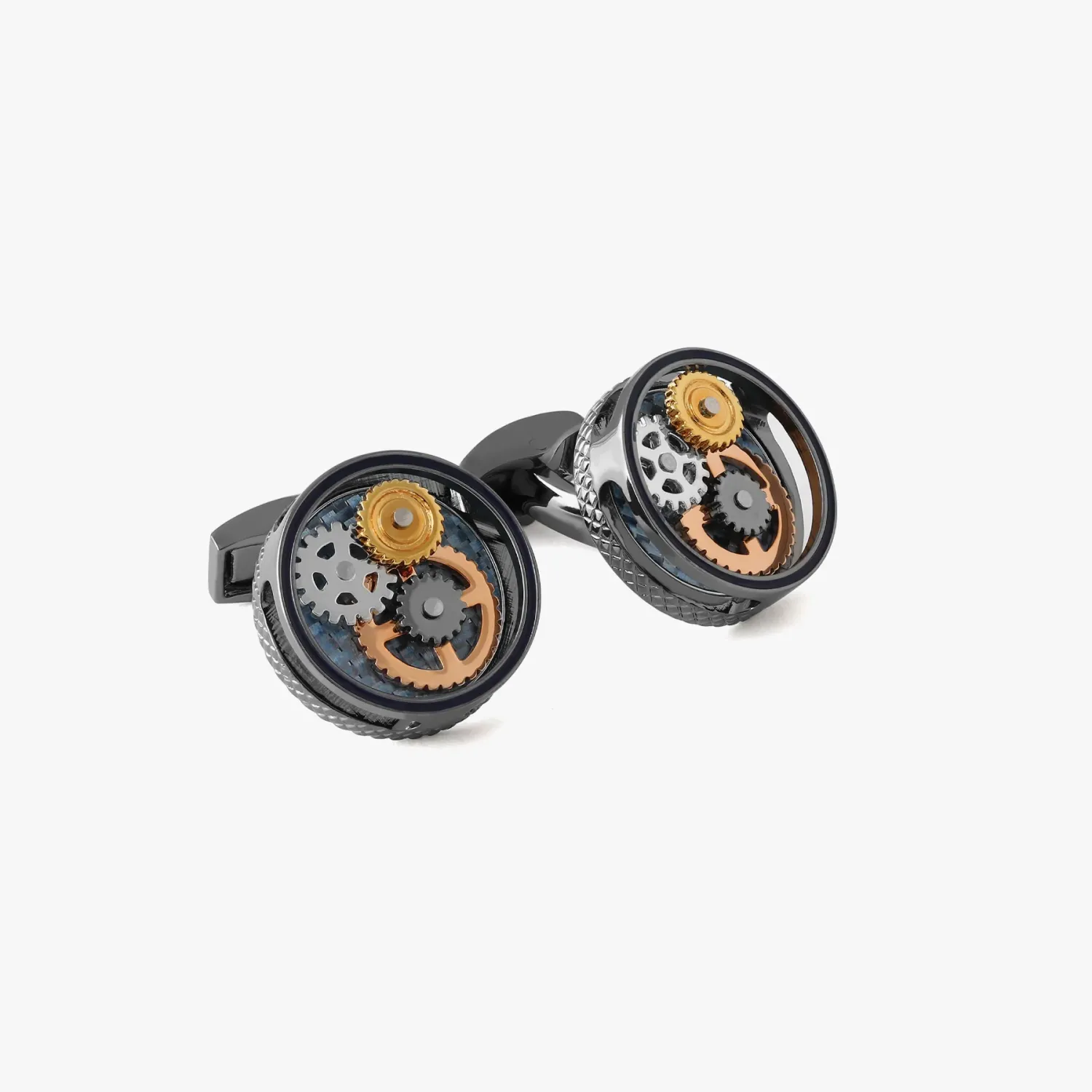 Butoni Round Gear Carbon Fibre Gunmetal