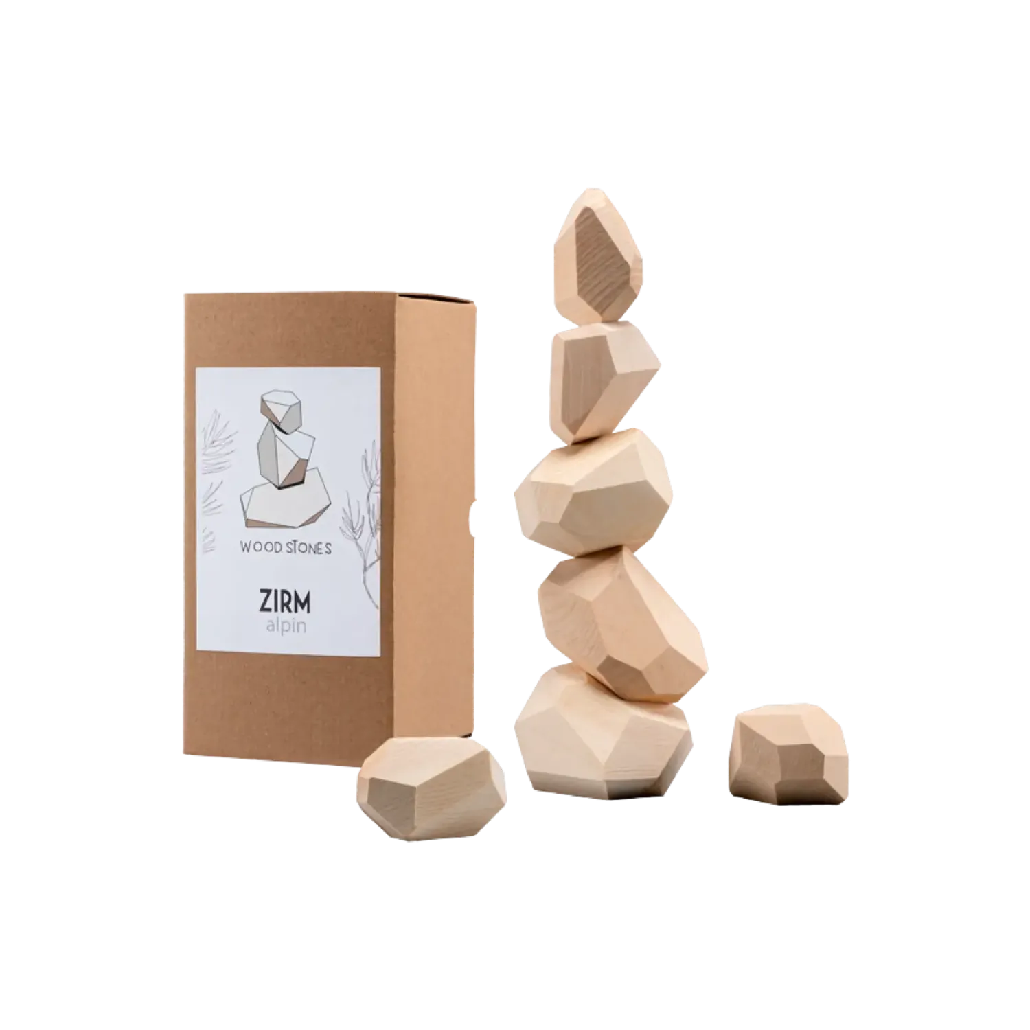 Set de pietre din lemn natural, 80cm