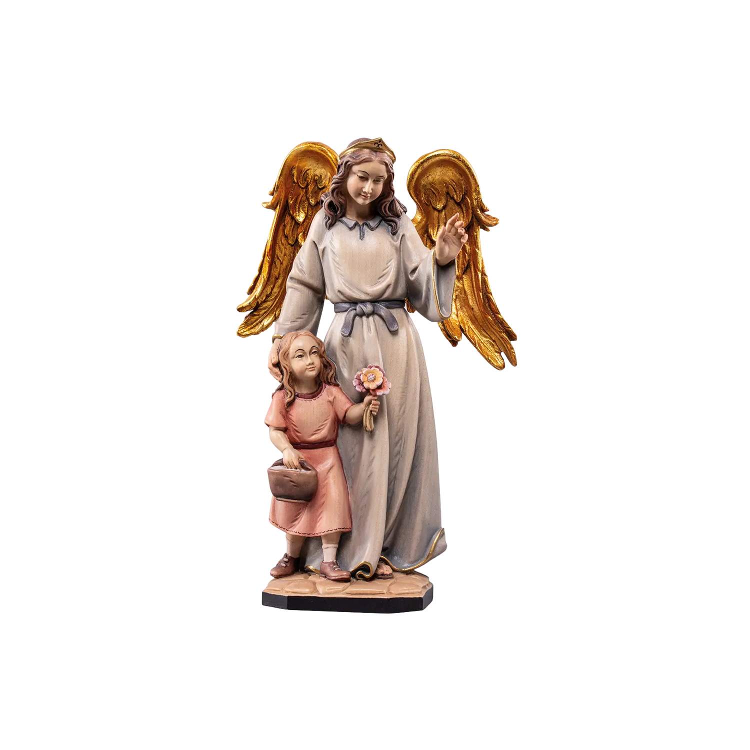Statueta lemn "Fetiță ocrotită", 20cm