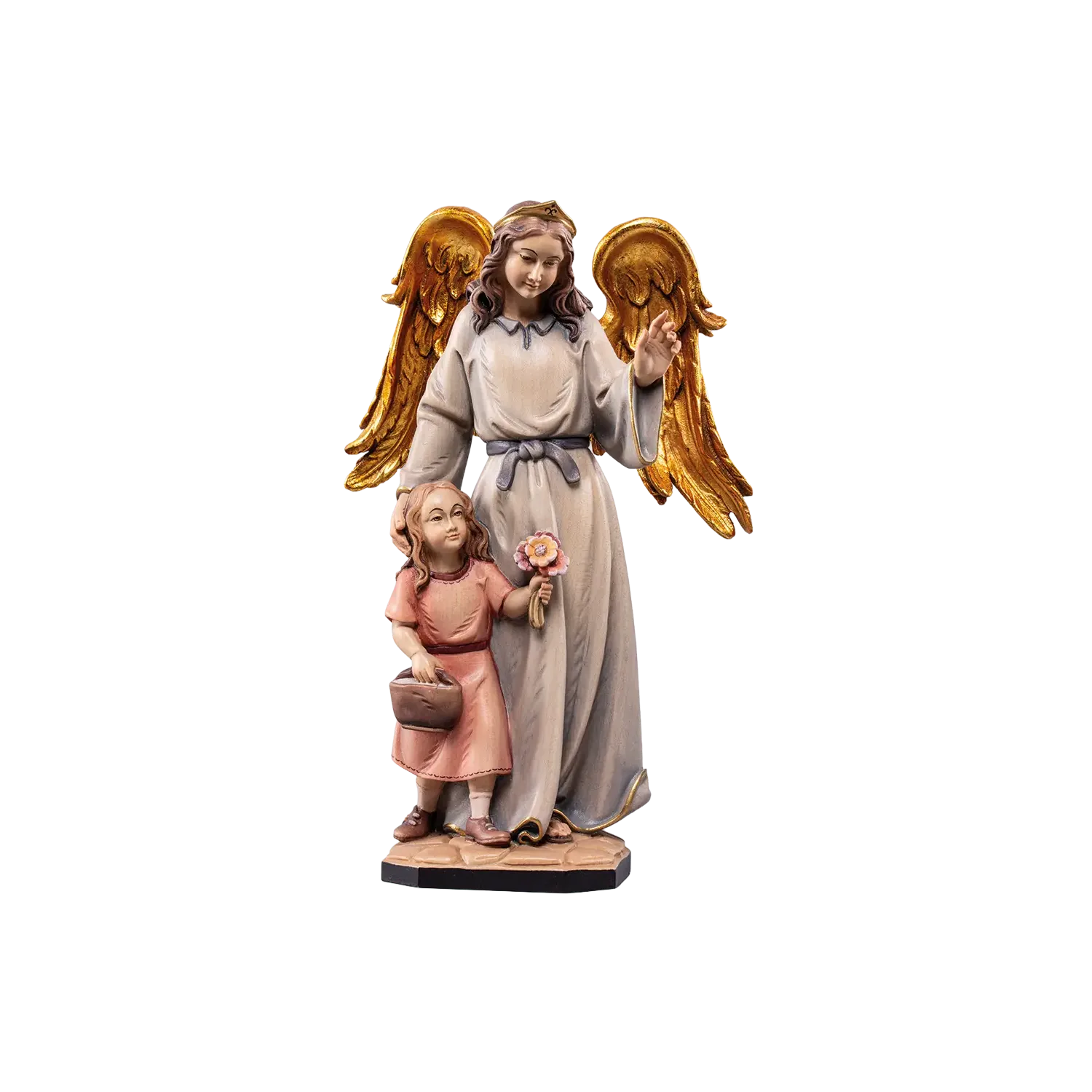 Statueta lemn "Fetiță ocrotită", 20cm