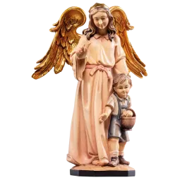 Statueta lemn "Băiețel ocrotit", 20cm