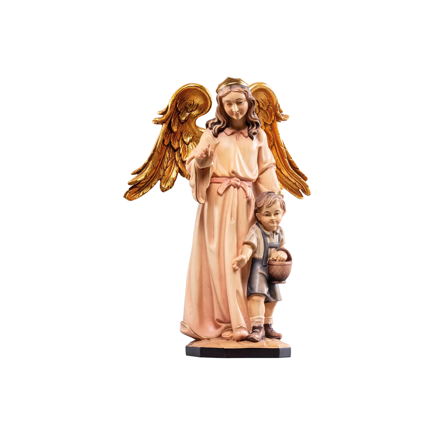 Statueta lemn "Băiețel ocrotit", 20cm