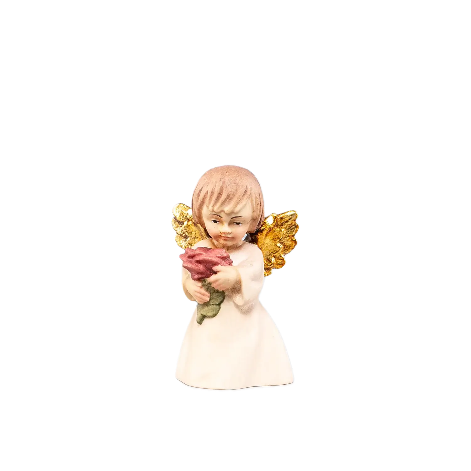 Statueta din lemn "Ingeras cu trandafir", 6cm