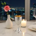 Pahar cu picior argint masiv placat cu aur Poppy