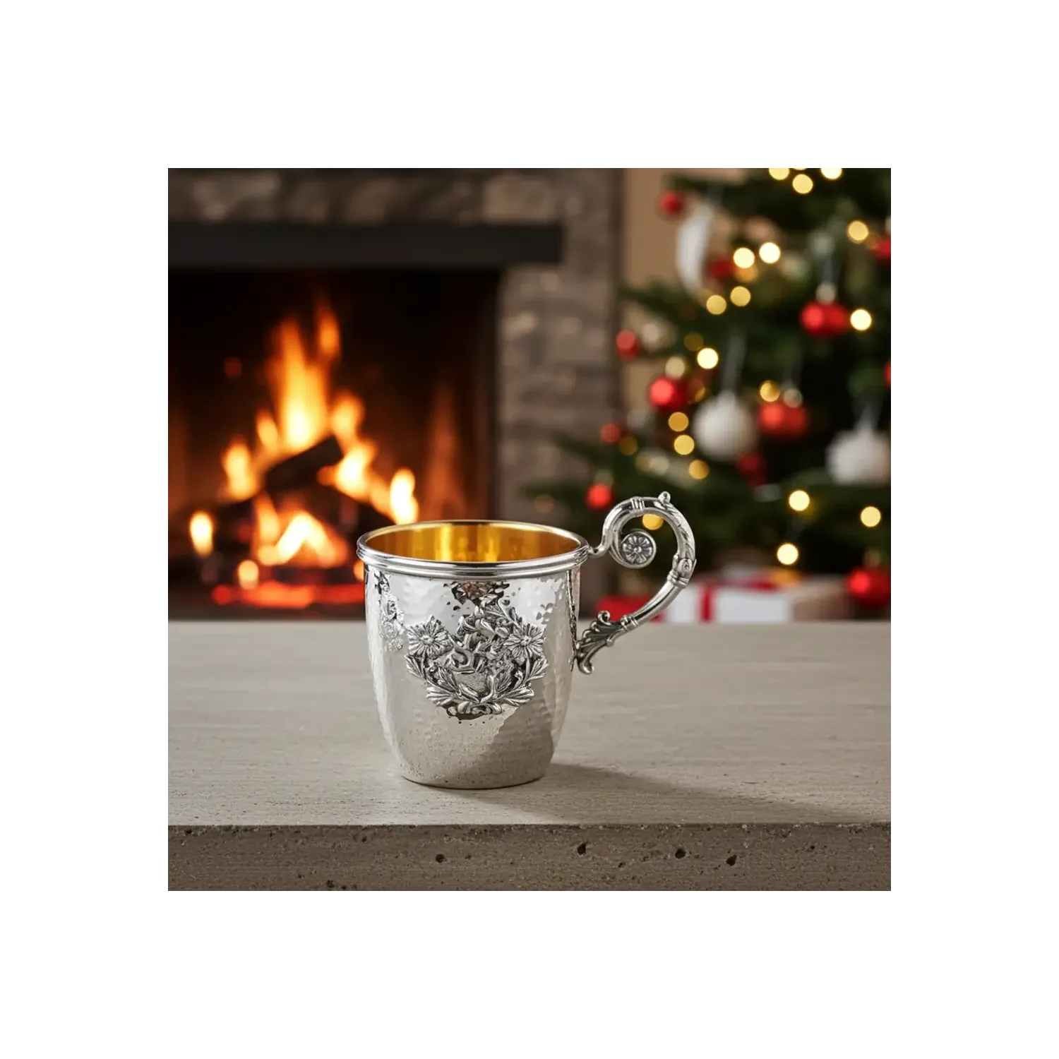 Cana argint masiv Baby Hammered