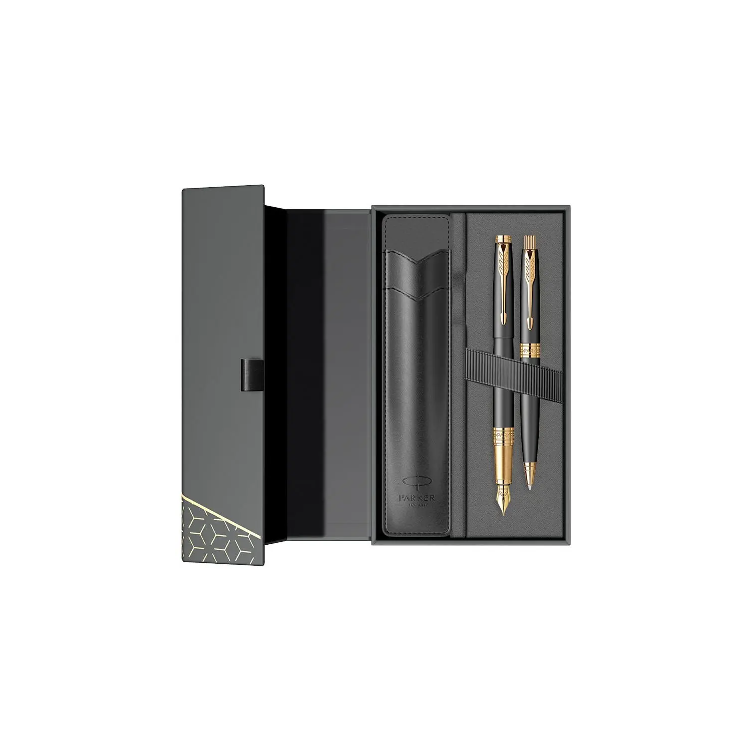 Set Pix si Stilou Parker Aster Gold cu etui mat