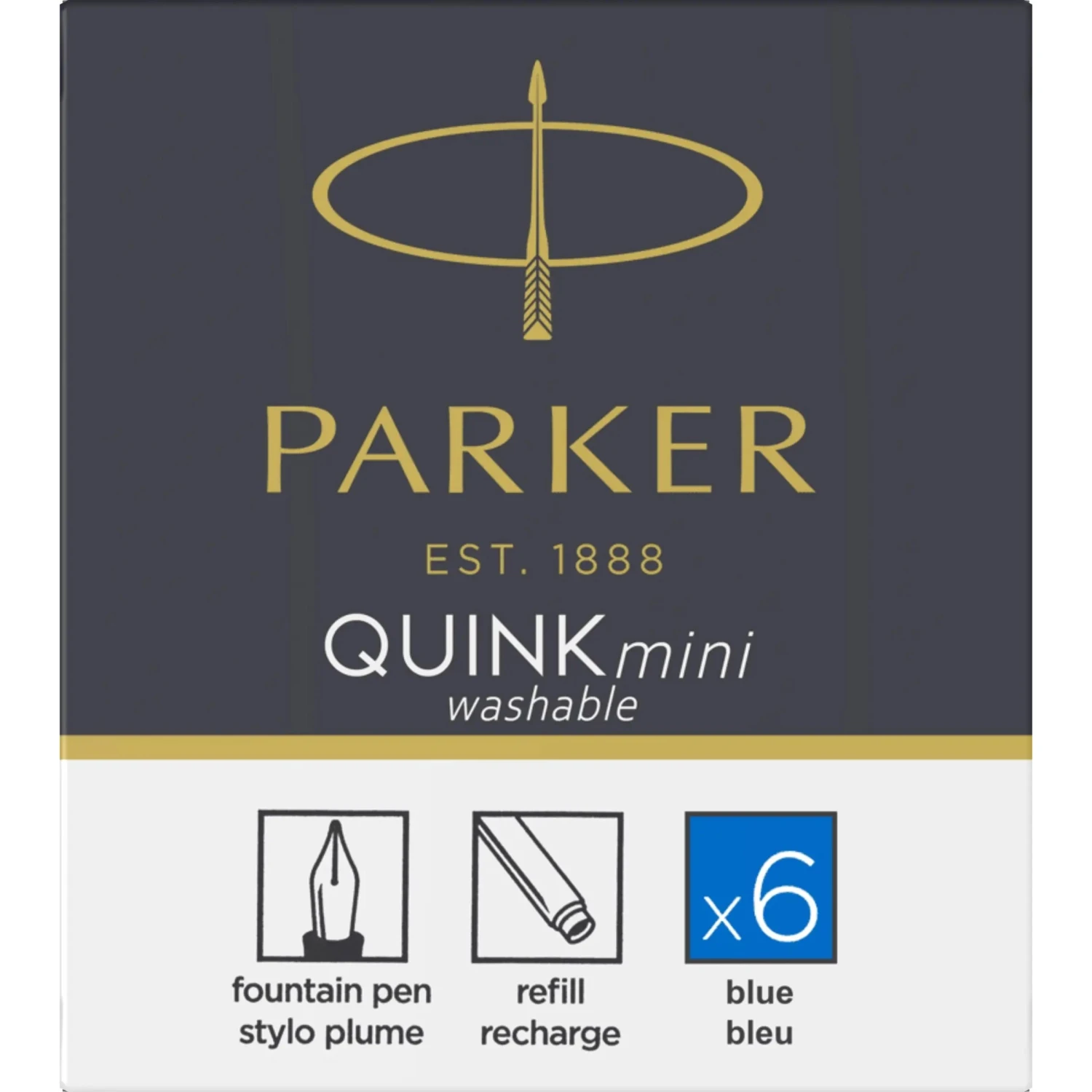 Set 6 rezerve cerneala Parker albastru mini