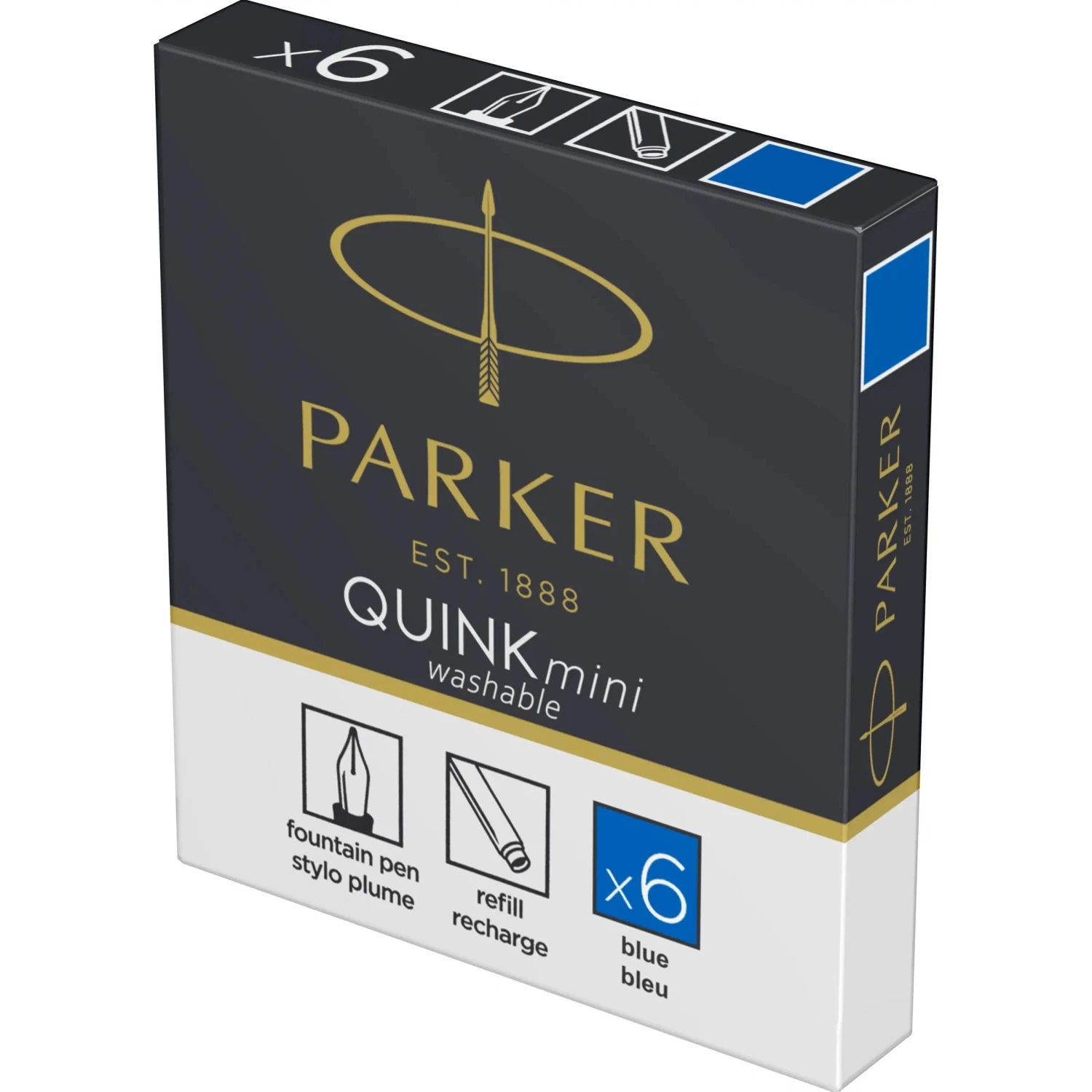 Set 6 rezerve cerneala Parker albastru mini