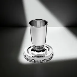 Bar Mitzvah Kiddush pahar si tava argint masiv Jerusalem