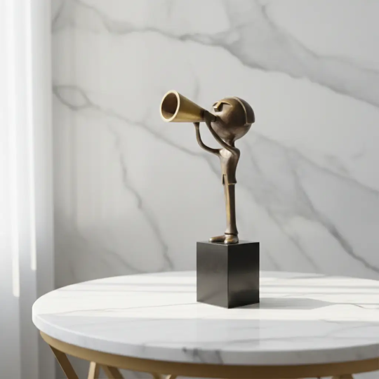 Statueta bronz masiv "Comunicare"