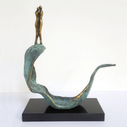 Statueta bronz masiv "Impreuna pe val"