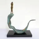 Statueta bronz masiv "Impreuna pe val"