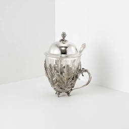 Cana ceai argint masiv si cristal Acanthus