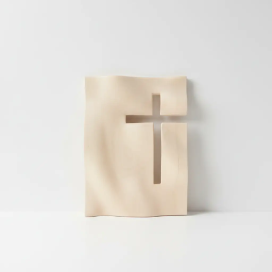 Tablou cruce din lemn natural, 20x15cm