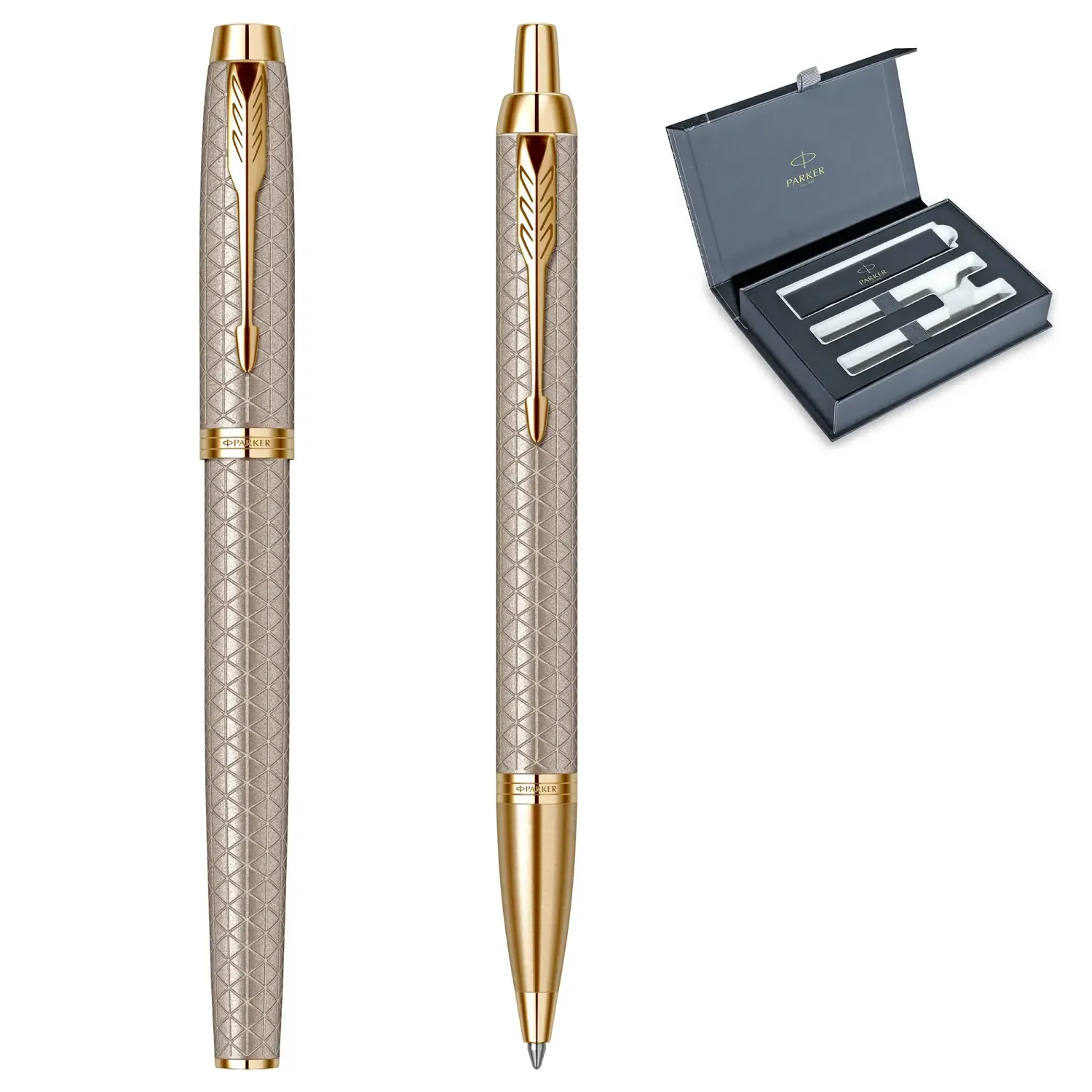 Set pix si stilou Parker IM Royal Premium Warm Silver