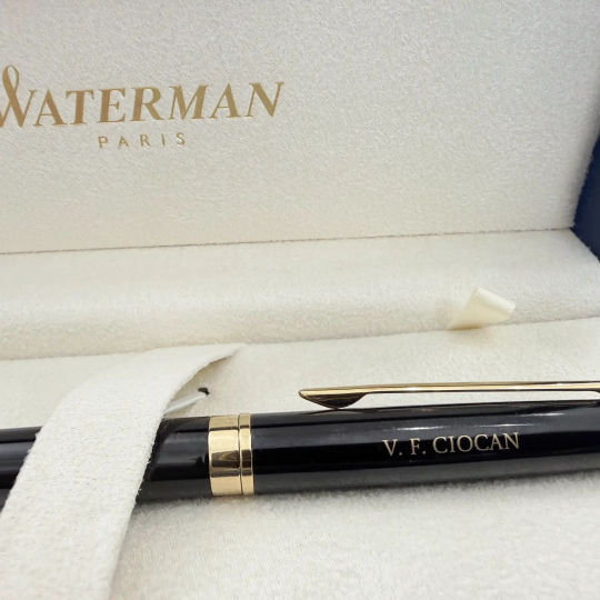 Set stilou Waterman Hemisphere Gold cu notes