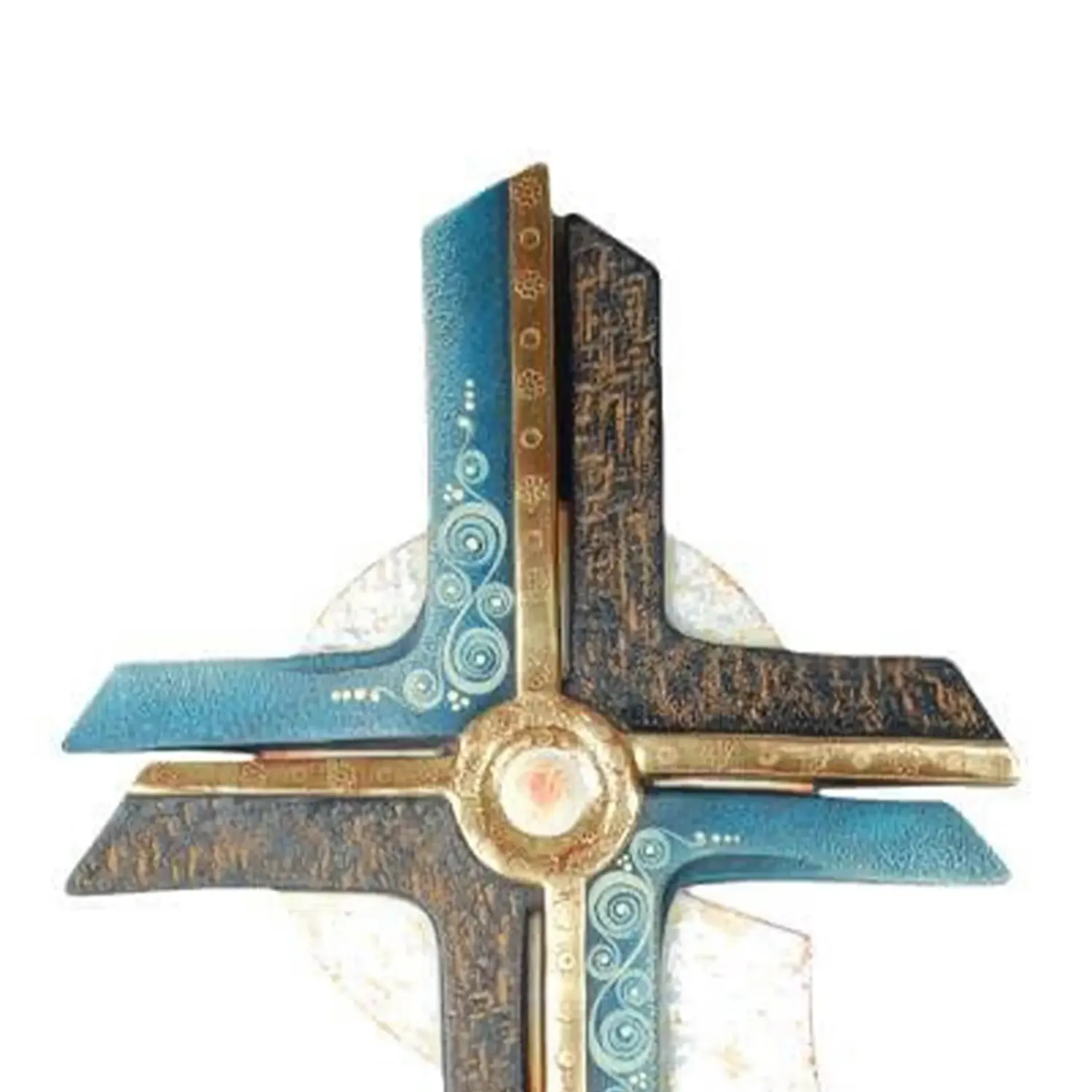 Cruce din lemn placat cu aur "Contemplatie", 40cm
